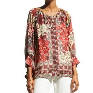 NWT Johnny Was Ikat Blise Silk Blouse Tunic S
